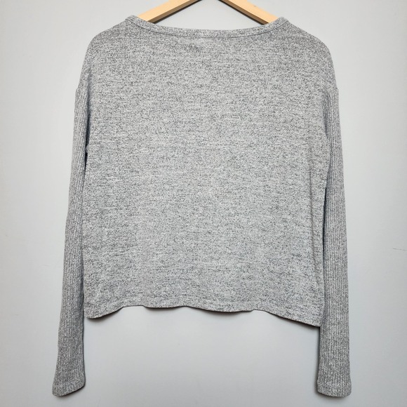 LOVE by GAP Gray Ribbed Button-Front Cardigan - Picture 3 of 8